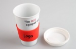 12OZ double wall ceramic cup with silicone lid and sleeve